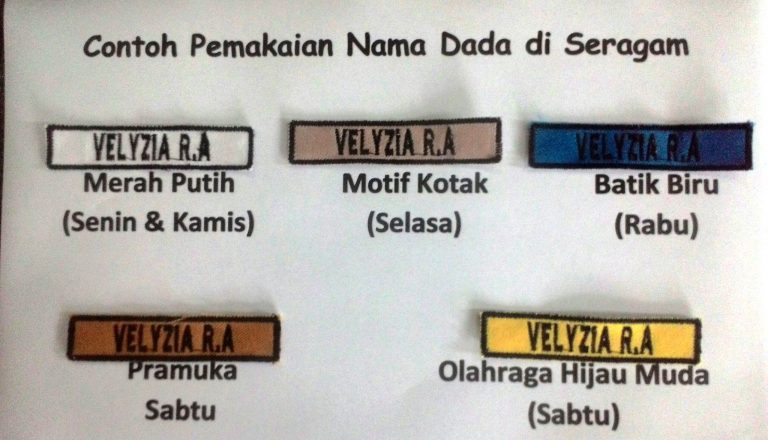 Informasi Pemakaian Nama di Seragam Calon Siswa Baru 2018/2019