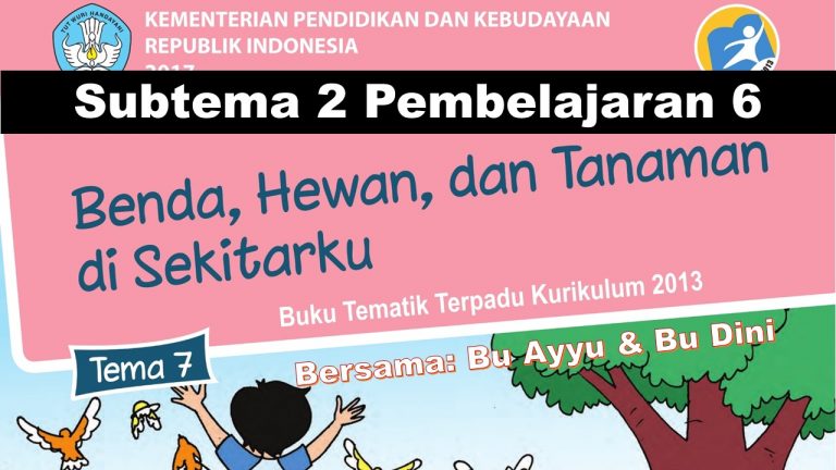 Pembelajaran Daring Tematik K13 Kelas 1 Tema 7 Subtema 2